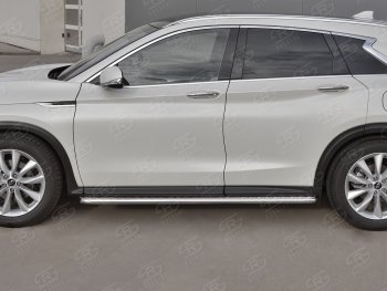 24 649 р. Порожки для ног SLITKOFF (Ø42 мм)  INFINITI Qx50  J55 (2017-2022) (Лист алюминиевый, труба - нержавейка)  с доставкой в г. Майкоп. Увеличить фотографию 2
