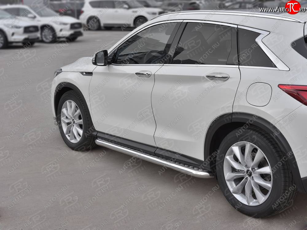 43 999 р. Порожки для ног SLITKOFF (Ø63 мм)  INFINITI Qx50  J55 (2017-2022) (Лист нержавейка, труба - нержавейка)  с доставкой в г. Майкоп