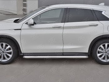 43 999 р. Порожки для ног SLITKOFF (Ø63 мм)  INFINITI Qx50  J55 (2017-2022) (Лист нержавейка, труба - нержавейка)  с доставкой в г. Майкоп. Увеличить фотографию 2