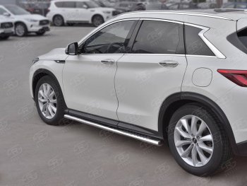 19 399 р. Защита порогов (Ø120x60 мм с проступью, нержавейка) Russtal INFINITI Qx50 J55 (2017-2022)  с доставкой в г. Майкоп. Увеличить фотографию 2