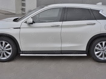 19 399 р. Защита порогов (Ø120x60 мм с проступью, нержавейка) Russtal INFINITI Qx50 J55 (2017-2022)  с доставкой в г. Майкоп. Увеличить фотографию 3
