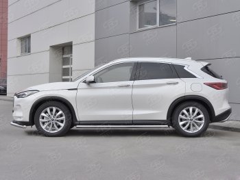 19 399 р. Защита порогов (Ø120x60 мм с проступью, нержавейка) Russtal INFINITI Qx50 J55 (2017-2022)  с доставкой в г. Майкоп. Увеличить фотографию 4