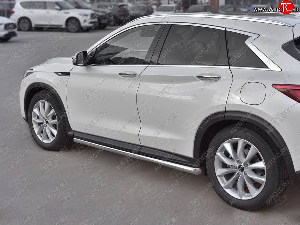 19 999 р. Защита порогов (Ø63 мм, нержавейка) SLITKOFF  INFINITI Qx50  J55 (2017-2022) (Металлические торцы под 45°)  с доставкой в г. Майкоп