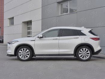 19 999 р. Защита порогов (Ø63 мм, нержавейка) SLITKOFF  INFINITI Qx50  J55 (2017-2022) (Металлические торцы под 45°)  с доставкой в г. Майкоп. Увеличить фотографию 2