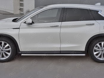 19 999 р. Защита порогов (Ø63 мм, нержавейка) SLITKOFF  INFINITI Qx50  J55 (2017-2022) (Металлические торцы под 45°)  с доставкой в г. Майкоп. Увеличить фотографию 3