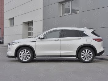 18 799 р. Защита порогов (Ø63 мм, нержавейка) SLITKOFF  INFINITI Qx50  J55 (2017-2022) (С пластиковыми заглушками на торцах)  с доставкой в г. Майкоп. Увеличить фотографию 2