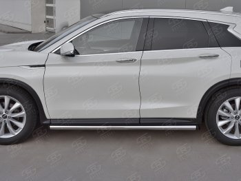 18 799 р. Защита порогов (Ø63 мм, нержавейка) SLITKOFF  INFINITI Qx50  J55 (2017-2022) (С пластиковыми заглушками на торцах)  с доставкой в г. Майкоп. Увеличить фотографию 3