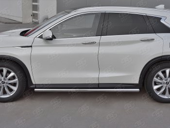 19 999 р. Защита порогов (Ø63 мм, нержавейка) SLITKOFF  INFINITI Qx50  J55 (2017-2022) (Металлические торцы под 90°)  с доставкой в г. Майкоп. Увеличить фотографию 3