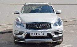 Защита переднего бампера (2 трубыØ42 мм, нержавейка) SLITKOFF INFINITI Qx50  J50 (2013-2016) дорестайлинг