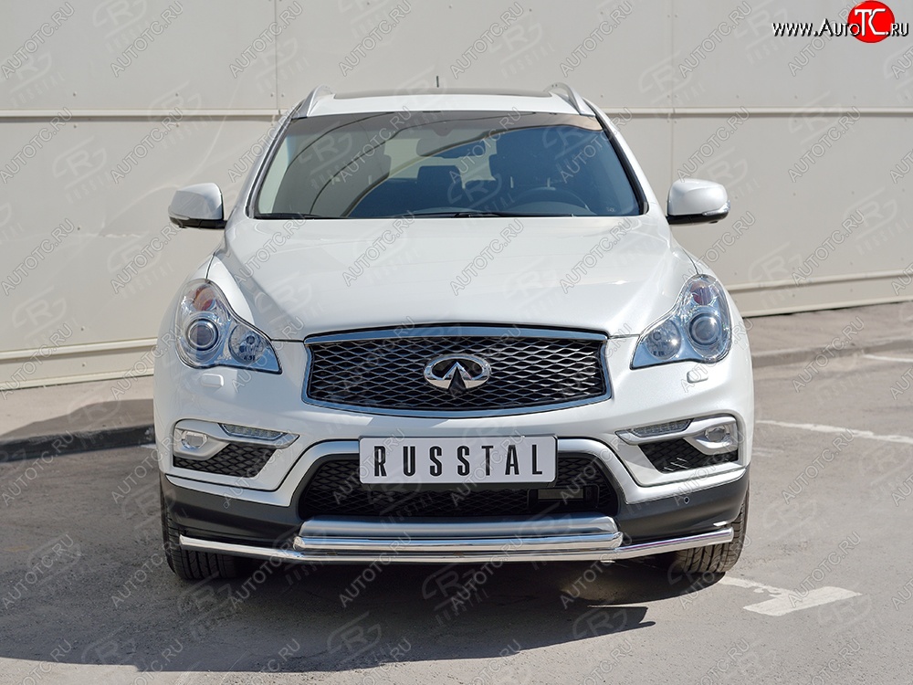 17 899 р. Защита переднего бампера (2 трубыØ42 мм, нержавейка) SLITKOFF  INFINITI Qx50  J50 (2013-2016) дорестайлинг  с доставкой в г. Майкоп