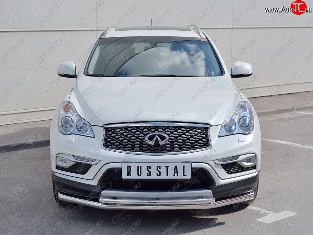 18 849 р. Защита переднего бампера (2 трубыØ63 и 42 мм, нержавейка) SLITKOFF  INFINITI Qx50  J50 (2013-2016) дорестайлинг  с доставкой в г. Майкоп