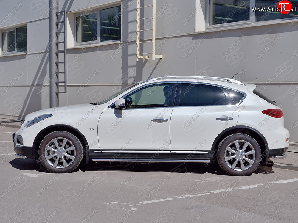 17 299 р. Защита порогов из круглой трубы диаметром 42 мм (рестайлинг) SLITKOFF  INFINITI Qx50  J50 (2013-2016) дорестайлинг  с доставкой в г. Майкоп