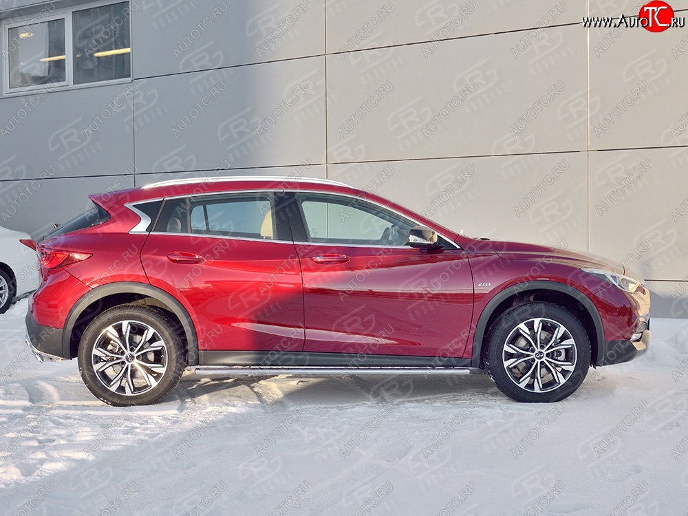 16 649 р. Защита порогов из овальной трубы диаметром 75x42 мм с проступью Russtal INFINITI Qx50 J50 дорестайлинг (2013-2016)  с доставкой в г. Майкоп