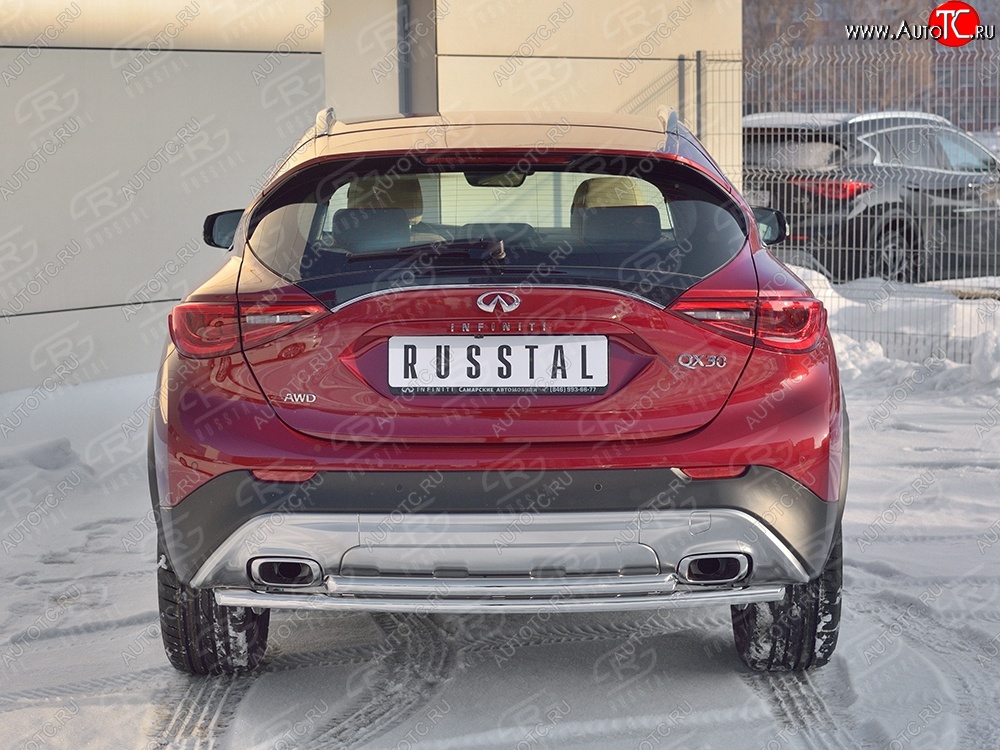 16 999 р. Защита заднего бампера (2 трубы Ø42 мм, нержавейка) SLITKOFF  INFINITI Qx50  J50 (2013-2016) дорестайлинг  с доставкой в г. Майкоп