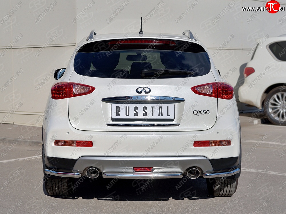 14 899 р. Защита заднего бампера (Ø42 мм, нержавейка) SLITKOFF  INFINITI Qx50  J50 (2013-2016) дорестайлинг  с доставкой в г. Майкоп