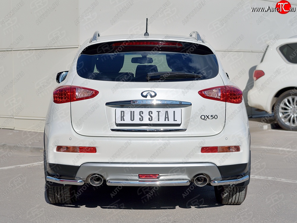 13 649 р. Защита заднего бампера (Ø42 мм уголки, нержавейка) SLITKOFF INFINITI Qx50 J50 рестайлинг (2015-2018)  с доставкой в г. Майкоп