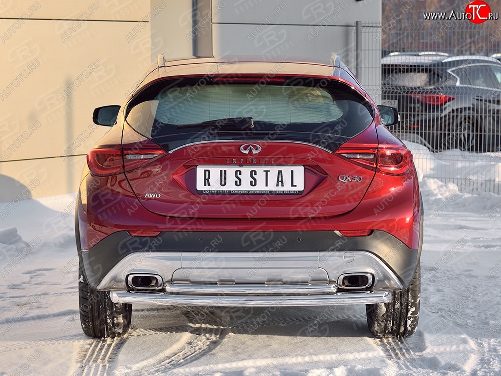 19 799 р. Защита заднего бампера (2 трубы Ø76 и 42 мм, нержавейка) SLITKOFF  INFINITI Qx50  J50 (2013-2016) дорестайлинг  с доставкой в г. Майкоп