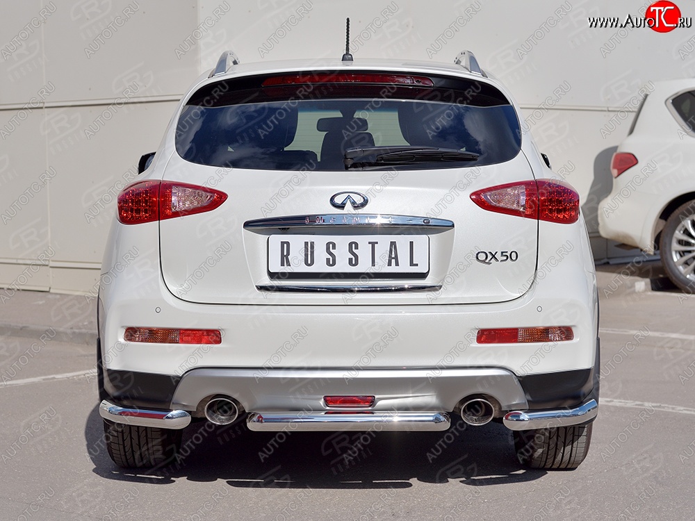 14 749 р. Защита заднего бампера (Ø63 мм уголки, нержавейка) SLITKOFF  INFINITI Qx50  J50 (2015-2018) рестайлинг  с доставкой в г. Майкоп