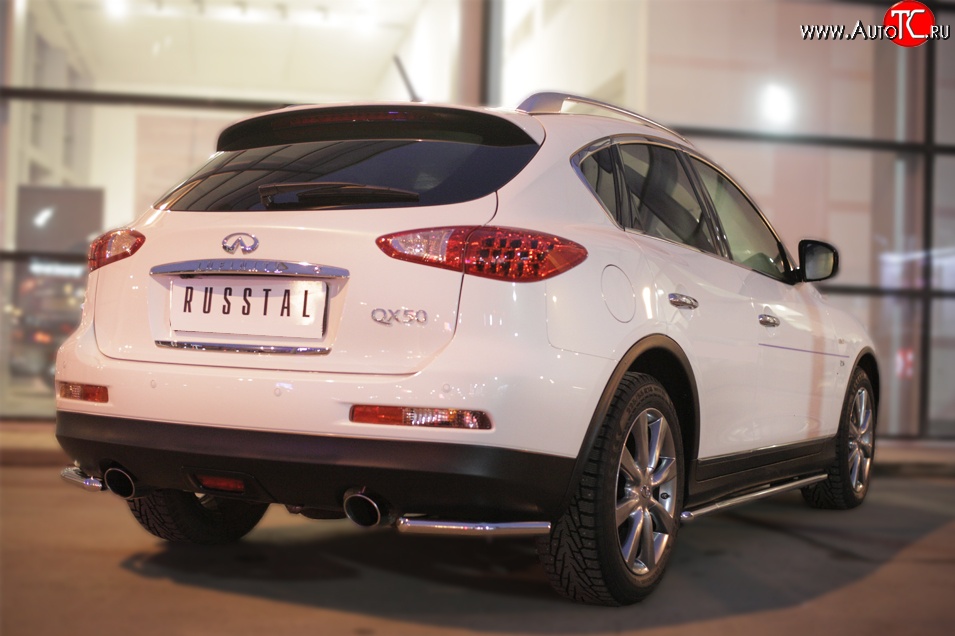 13 999 р. Защита заднего бампера (Ø42 мм уголки, нержавейка) SLITKOFF  INFINITI Qx50  J50 (2013-2016) дорестайлинг  с доставкой в г. Майкоп