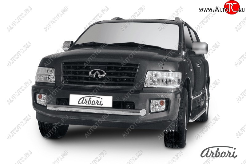17 459 р. Защита переднего бампера Arbori (нержавейка, 1 труба d76 mm). INFINITI QX56 JA60 дорестайлинг (2004-2007)  с доставкой в г. Майкоп