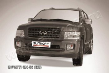 Защита переднего бампера из трубы d76 Slitkoff (короткая) INFINITI QX56  JA60 (2004-2010) дорестайлинг, рестайлинг