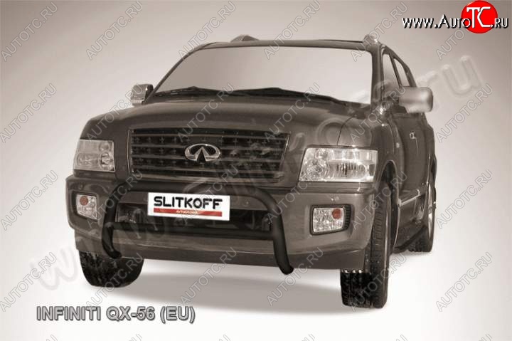 33 899 р. Кенгурятник d76 Slitkoff (низкий) INFINITI QX56 JA60 дорестайлинг (2004-2007) (Цвет: серебристый)  с доставкой в г. Майкоп