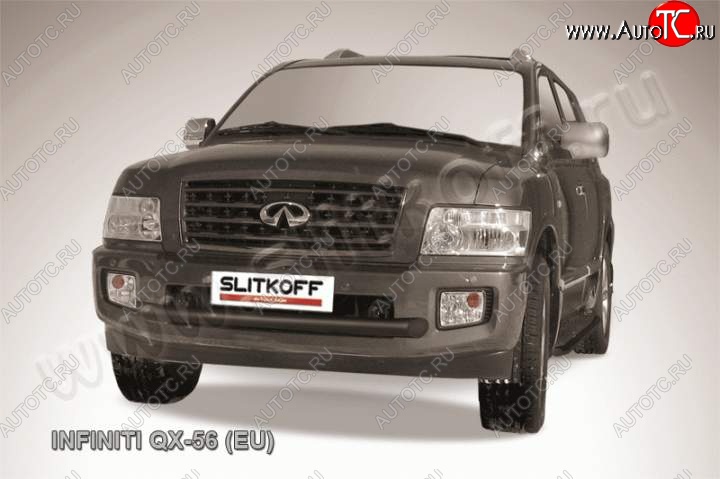 12 549 р. Защита переднего бампера из трубы d76 Slitkoff (короткая)  INFINITI QX56  JA60 (2004-2010) дорестайлинг, рестайлинг (Цвет: серебристый)  с доставкой в г. Майкоп