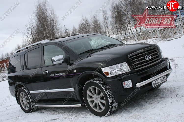 18 134 р. Защита переднего бампера одинарная Souz-96 (d76) INFINITI QX56 JA60 дорестайлинг (2004-2007)  с доставкой в г. Майкоп