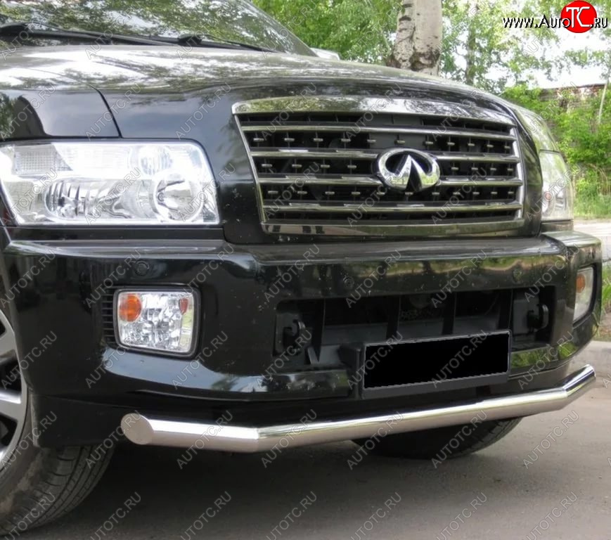 16 899 р. Одинарная защита переднего бампера диаметром 76 мм SLITKOFF INFINITI QX56 JA60 дорестайлинг (2004-2007)  с доставкой в г. Майкоп