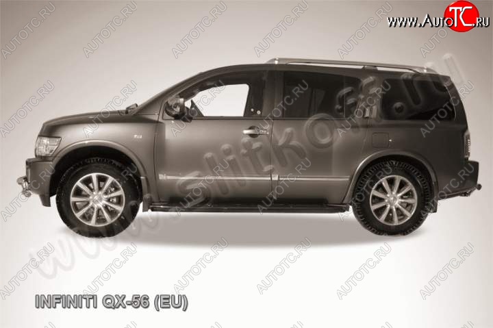 11 999 р. Защита штатного порога d42 Slitkoff INFINITI QX56 JA60 дорестайлинг (2004-2007) (Цвет: серебристый)  с доставкой в г. Майкоп