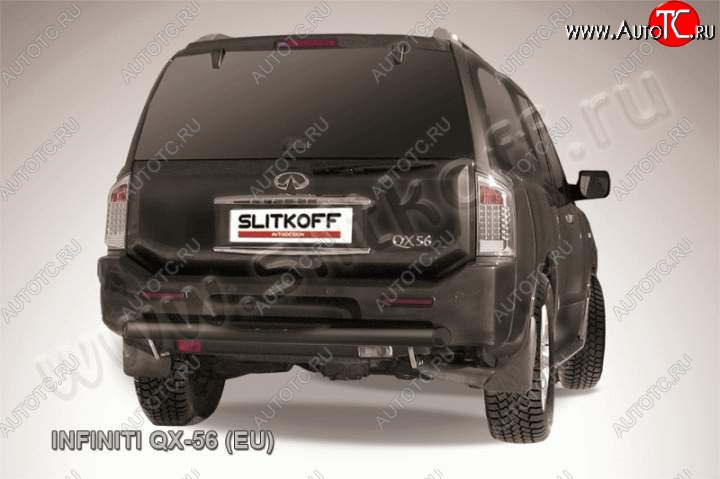 15 999 р. Защита заднего бампера из трубы d76 Slitkoff (с проступью)  INFINITI QX56 ( JA60,  Z62) (2004-2013) дорестайлинг, рестайлинг (Цвет: серебристый)  с доставкой в г. Майкоп