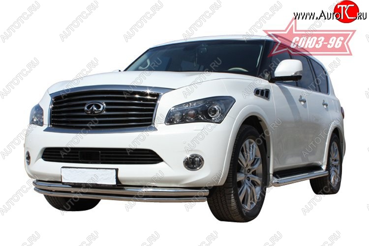 34 379 р. Защита переднего бампера двойная Souz-96 (d76/60) INFINITI QX56 Z62 (2010-2013)  с доставкой в г. Майкоп