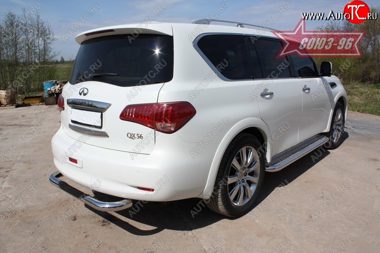 18 359 р. Защита заднего бампера с проступью Souz-96 (d76) INFINITI QX56 Z62 (2010-2013)  с доставкой в г. Майкоп