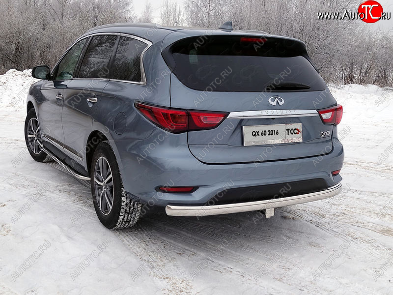 23 899 р. Защита заднего бампера (овальная) ТСС (нержавейка d75х42 мм) INFINITI QX60 L50 рестайлинг (2016-2021)  с доставкой в г. Майкоп