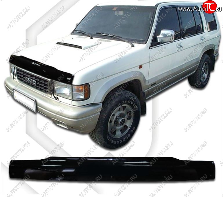 1 999 р. Дефлектор капота (S25,26,69DW) CA Plastic Isuzu Bighorn UBS25GW,UBS69GW 5 дв. 2-ой рестайлинг (1995-1998) (Classic черный, Без надписи)  с доставкой в г. Майкоп