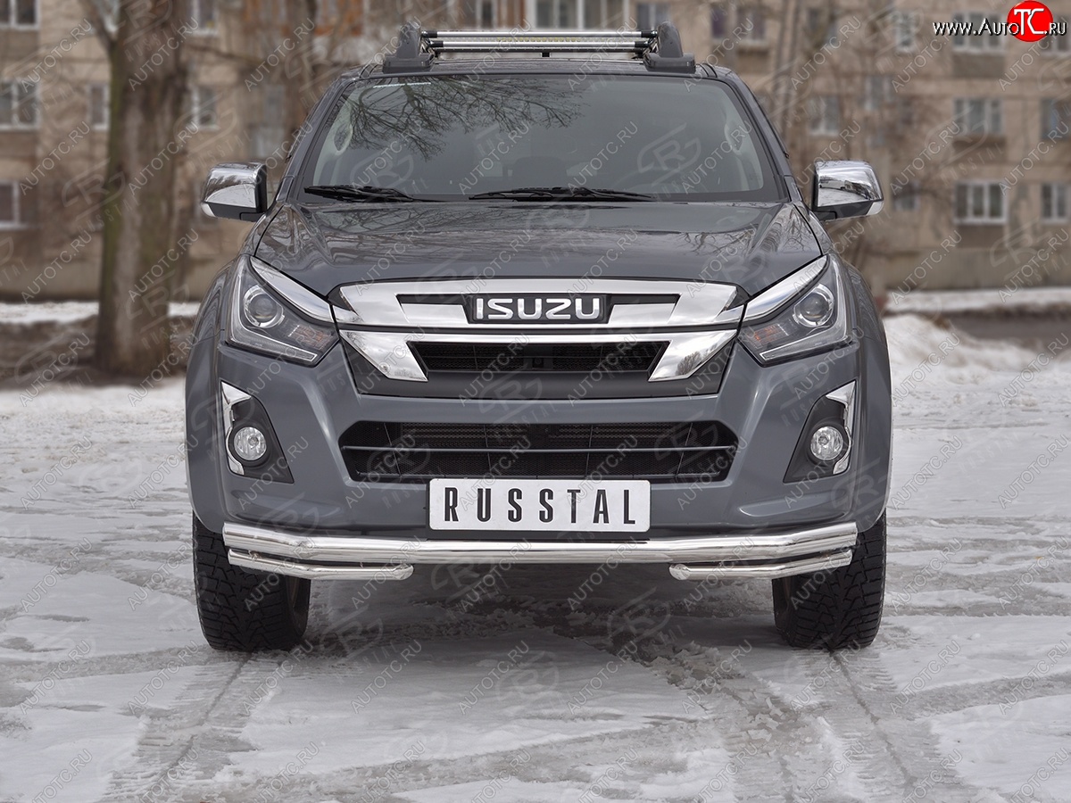 18 999 р. Защита переднего бампера (2 трубы Ø63 и 42 мм, нержавейка) SLITKOFF Isuzu D-Max RT85,TFR DoubleCab рестайлинг (2015-2021)  с доставкой в г. Майкоп