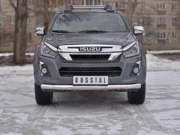 Защита переднего бампера (Ø 76 мм, нержавейка) SLITKOFF Isuzu D-Max  RT85,TFR DoubleCab (2015-2021) рестайлинг