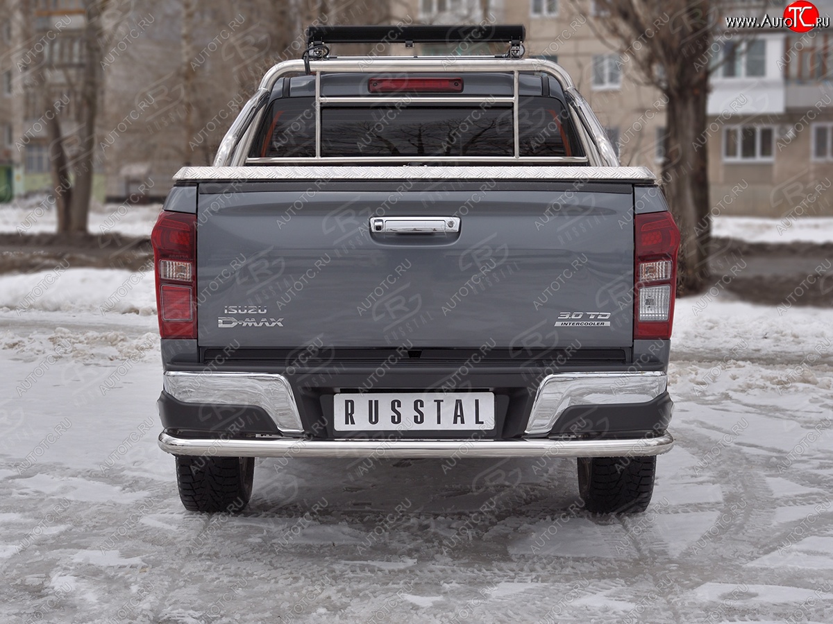 19 349 р. Защита заднего бампера (Ø63/63 мм, нержавейка) SLITKOFF Isuzu D-Max RT85,TFR DoubleCab рестайлинг (2015-2021)  с доставкой в г. Майкоп