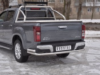 19 349 р. Защита заднего бампера (Ø63/63 мм, нержавейка) SLITKOFF Isuzu D-Max RT85,TFR DoubleCab рестайлинг (2015-2021)  с доставкой в г. Майкоп. Увеличить фотографию 2