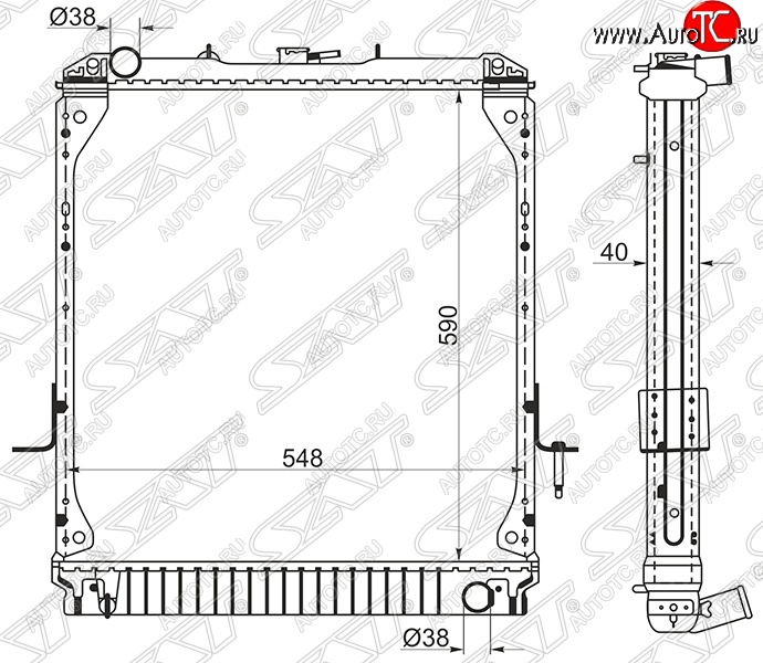 11 399 р. Радиатор двигателя (пластинчатый, МКПП) SAT Isuzu Elf (NPR75)  дорестайлинг (2006-2014)  с доставкой в г. Майкоп