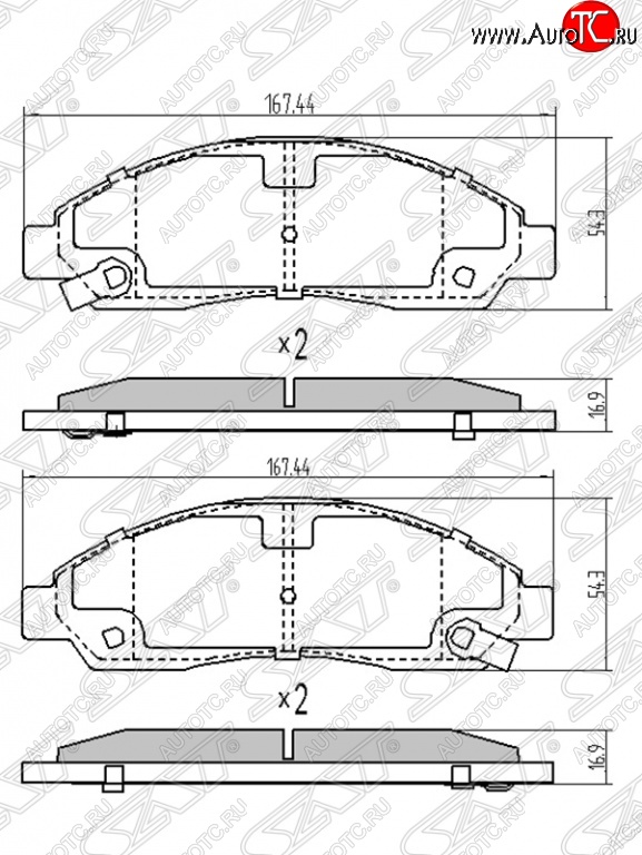 1 199 р. Колодки тормозные SAT (передние) Mitsubishi Lancer 10 CY седан дорестайлинг (2007-2010)  с доставкой в г. Майкоп