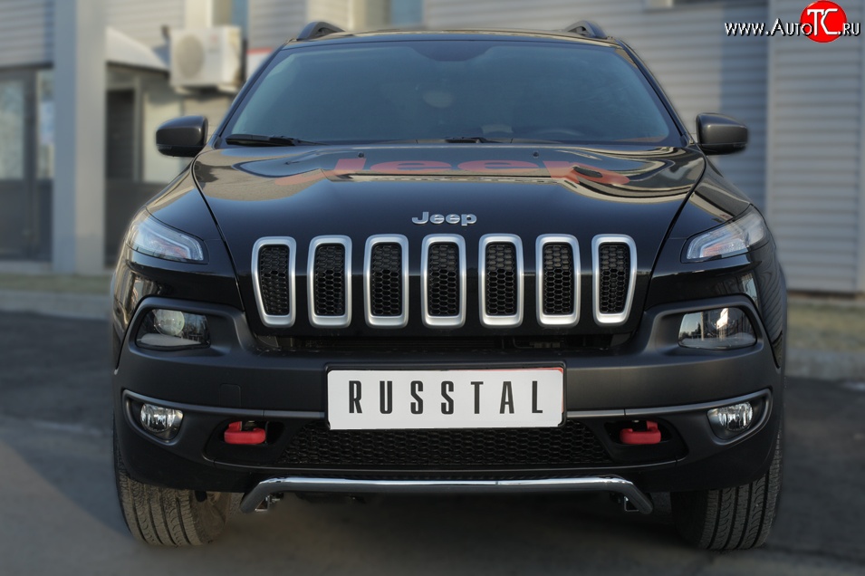 15 249 р. Защита переднего бампера (Trailhawk Ø42 мм волна, нержавейка) SLITKOFF  Jeep Cherokee  KL (2014-2017) дорестайлинг  с доставкой в г. Майкоп