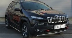 16 649 р. Защита порогов с круглыми вставками для ног (Trailhawk, нержавейка 75x42 мм) Russtal Jeep Cherokee KL дорестайлинг (2014-2017)  с доставкой в г. Майкоп. Увеличить фотографию 4