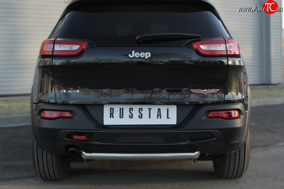 14 999 р. Защита заднего бампера (Trailhawk, 63 мм, нержавейка) SLITKOFF Jeep Cherokee KL дорестайлинг (2014-2017)  с доставкой в г. Майкоп