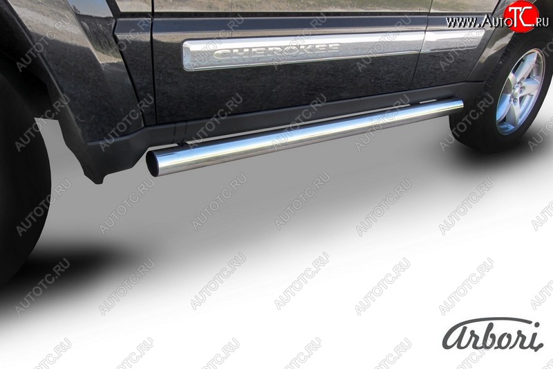 13 769 р. Защита штатных порогов Arbori (нержавейка, d76 mm). Jeep Cherokee KJ дорестайлинг (2001-2005)  с доставкой в г. Майкоп
