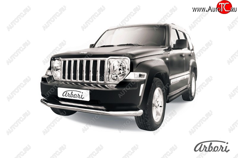 21 689 р. Защита переднего бампера Arbori (нержавейка, 1 труба d76 mm). Jeep Cherokee KK (2007-2014)  с доставкой в г. Майкоп