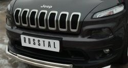 16 999 р. Защита переднего бампера (2 трубыØ63 и 42 мм, нержавейка) SLITKOFF  Jeep Cherokee  KL (2014-2017) дорестайлинг  с доставкой в г. Майкоп. Увеличить фотографию 3