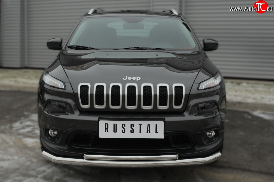 16 999 р. Защита переднего бампера (2 трубыØ63 и 42 мм, нержавейка) SLITKOFF  Jeep Cherokee  KL (2014-2017) дорестайлинг  с доставкой в г. Майкоп