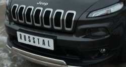 16 599 р. Защита переднего бампера (2 трубыØ75х42 мм, нержавейка) Russtal Jeep Cherokee KL дорестайлинг (2014-2017)  с доставкой в г. Майкоп. Увеличить фотографию 3