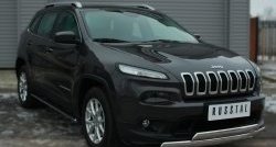 16 599 р. Защита переднего бампера (2 трубыØ75х42 мм, нержавейка) Russtal Jeep Cherokee KL дорестайлинг (2014-2017)  с доставкой в г. Майкоп. Увеличить фотографию 4